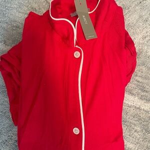 J. Crew Women's Red Pajama Set with White Trim